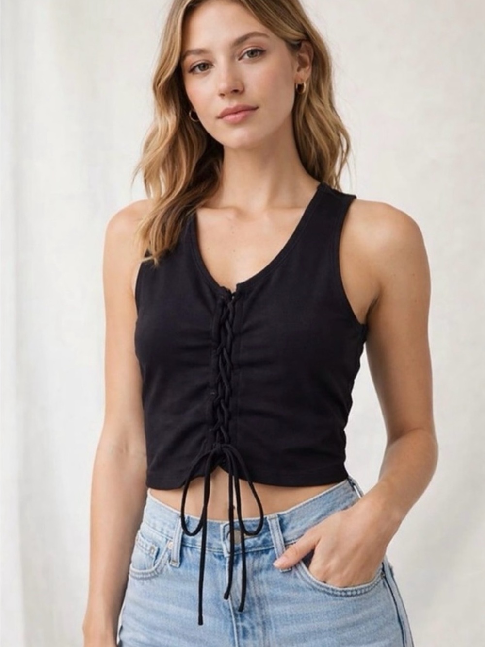 NWOT Abercrombie & Fitch Soft A&F Collection Lace Up Crop Top